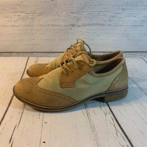 Tan and cream work oxford shoes